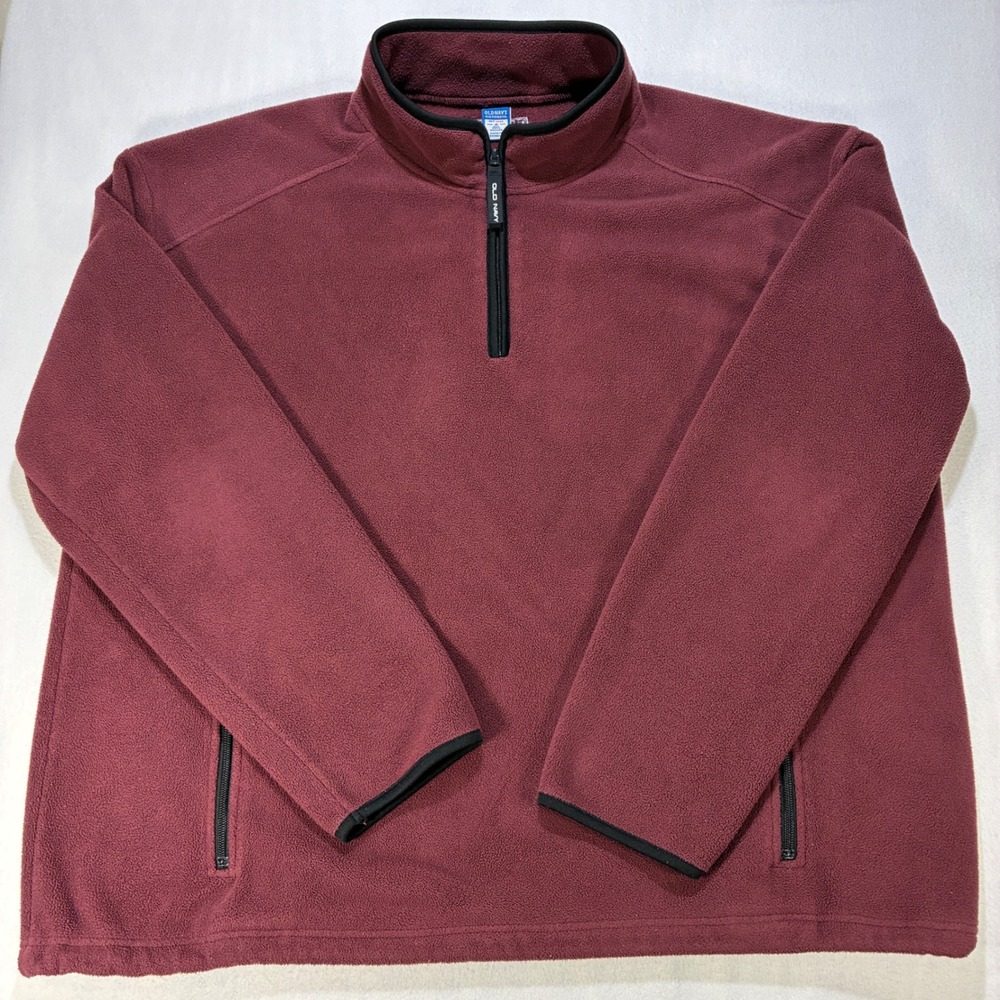Old Navy Quarter Zip Fleece Pullover Mens XXL Tall Gorpcore Burgundy Maroon